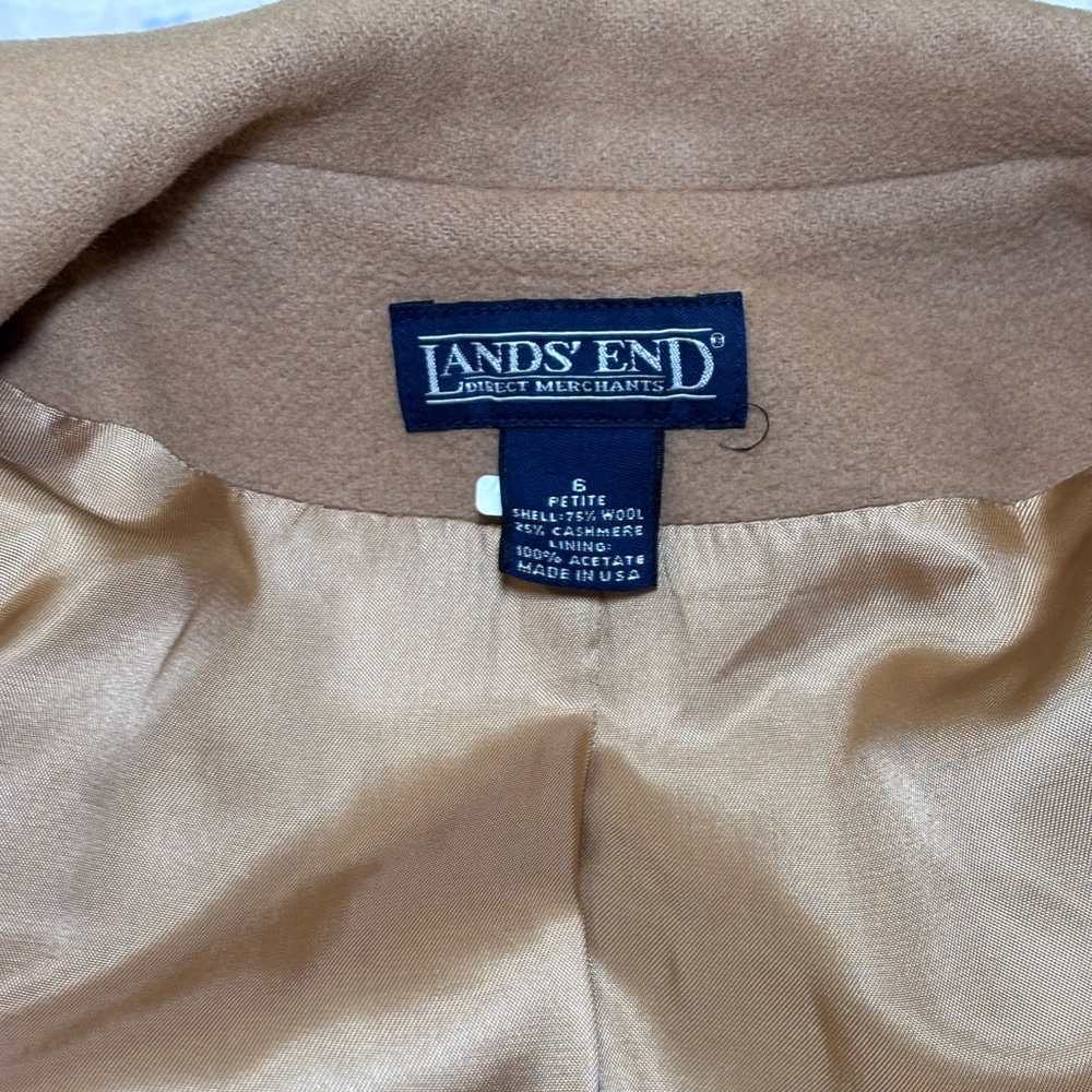 Vintage Lands’ End Camel Wool Cashmere Blazer Petite 6 USA Classic Coat - Picture 9 of 11